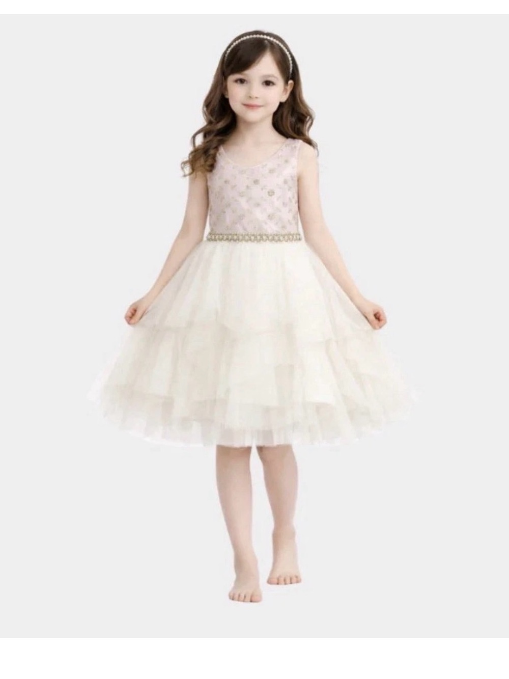 American Girls Ivory Tulle Party Dress with Pink Bodice size 10